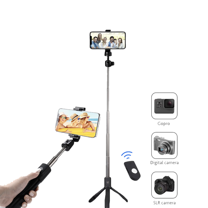 Trépied selfie stick Bluetooth pliable sans fil avec obturateur telecommande bluetooth maroc brefshop