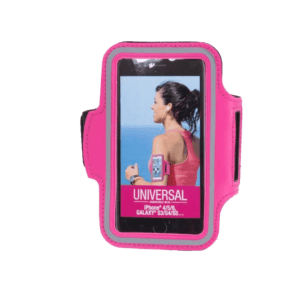 Brassard sport smartphone étanche universel pour running et jogging au Maroc, avec téléphone visible et poche pour clé.