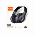 سماعة بلوتوث R8 V5، سماعات أذن لاسلكية بصوت عميق ستيريو، ميكروفون مدمج، أزرار تحكم، اتصال Aux وميكرو-USB، اللون أسود.