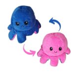 Peluche Reversible Octopus Jouet nournours double face Cadeau doudou deux face jeu adulte enfant visage content et triste rose bleu