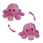 Peluche Reversible Octopus Jouet nournours double face Cadeau doudou deux face jeu adulte enfant visage content et triste rose multicouleur