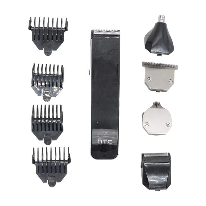 Tondeuse HTC Kit Rasage Lames Inox Rechargeables Cheveux Barbe Corps rasage coiffure nez oreilles guide de coupe