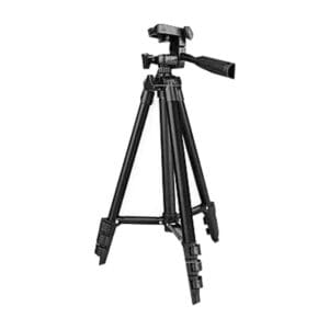 Mini trépied compact pour GoPro et smartphone, montrant le niveau à bulle intégré.