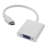 Adaptateur VGA HDMI avec sortie audio pour connecter un ancien PC à une télévision ou un projecteur moderne 1080p.