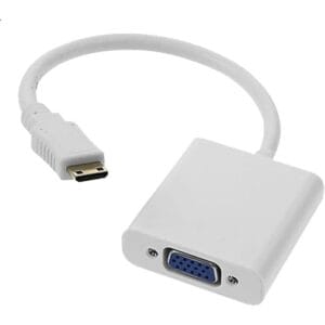 Adaptateur VGA HDMI avec sortie audio pour connecter un ancien PC à une télévision ou un projecteur moderne 1080p.