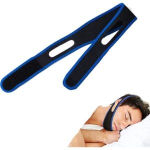 Sangle de menton Ceinture Anti Ronflement montrant le système d'ajustement pour un confort optimal et une respiration facile.