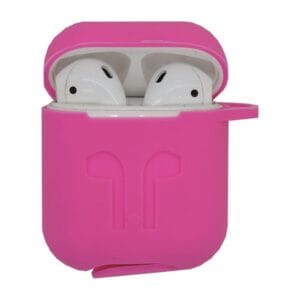 Pochette de protection Airpods 1 2 avec le mousqueton accroché à un sac à dos.
