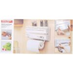 distributeur rouleau cuisine porte mural derouleur papier aluminium film alimentaire essuie tout organiseur accessoire plastique decoupe rouleaux emballage