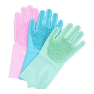 Gant Silicone Nettoyage bleu avec picots pour la vaisselle et le ménage