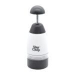 Hachoir manuel légumes multifonction BrefShop en action, coupant des oignons avec précision en acier inoxydable.