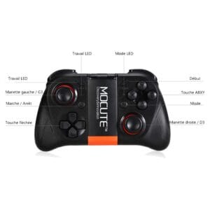Vue détaillée de la manette sans fil MOCUTE 050 avec ses boutons et joysticks, idéale pour jeux VR et PC au Maroc