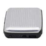 porte feuille power bank carte chargeur portefeuille batterie integre etui credit 1800mah usb accordeon anti rfid voyage smartphone telephone argent gris