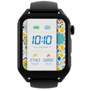 Gros plan sur l'écran de la Montre Connectée U-Leap Pro montrant une interface utilisateur colorée et intuitive avec plusieurs applications.