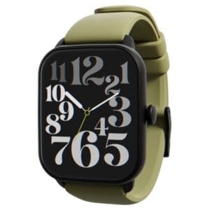 Montre intelligente U Leap Edge en gros plan, mettant en évidence son microphone ultra-sensible et son haut-parleur Hi-Fi pour les appels Bluetooth.