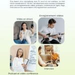 micro cravate sans fil W Mic 2.4G latence faible son image présentation vlog interviews microphone puissant enregistrement Annulation bruit Type C samsung ou Lightning apple iphone son clair net