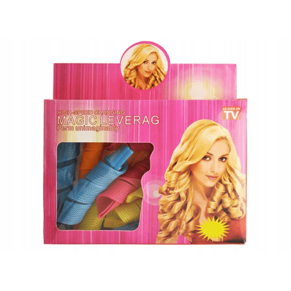 Bigoudis Magiques Magic Leverag – Kit de Boucles Spirales Sans Chaleur Bigoudis Magiques Magic Leverag – kit de bigoudis en spirale multicolores pour créer des boucles sans chaleur, avec crochet d’application.