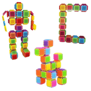 Boîte de jouet Blocs d'Assemblage BEINZI (Bei En Zhi) 24 pièces, pour enfants de 3 ans et plus, montrant des blocs multicolores à picots.
