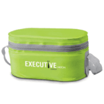 Texte Alternatif : Sac de transport isotherme fermé pour la boîte à lunch Milton Executive Lunch, de couleur vert citron vif avec une fermeture éclair et des sangles grises.