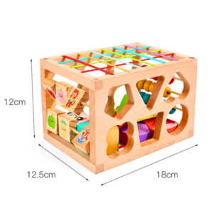 Boîte de tri en bois éducative pour enfants avec formes et visages d’animaux – Jouet 3 ans et plus