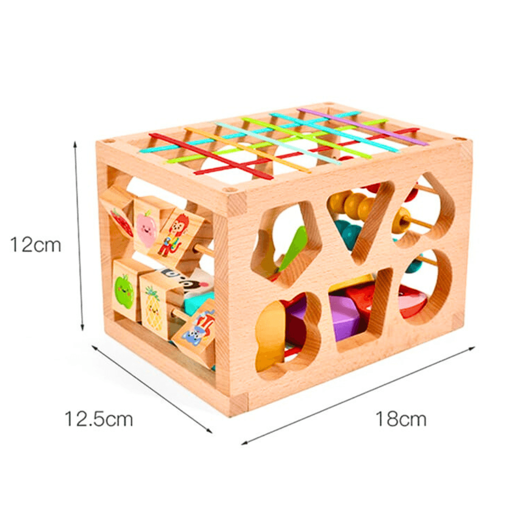 Boîte de Tri en Bois avec Formes et Animaux (2) Boîte de tri en bois éducative pour enfants avec formes et visages d’animaux – Jouet 3 ans et plus