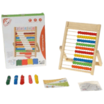 Boulier en bois éducatif en bois pour enfants dès 3 ans avec perles colorées et cartes d'apprentissage – marque Smart Squirrel