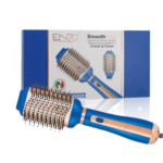 Brosse soufflante professionnelle Enzo Smooth Style, baril en titane premium 55 mm et 70 mm, couleur bleu et cuivre.