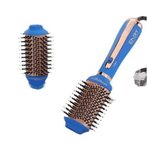 Brosse thermique professionnelle Enzo Smooth Style, baril en titane premium 55 mm et 70 mm, couleur bleu et cuivre.