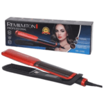 Fer à lisser et à friser professionnel Remilmton RE-2086 rouge et noir avec plaques en céramique, lisseur 2 en 1 haute température pour cheveux.