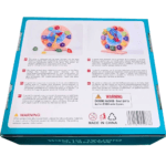 Face arrière de la boîte d'un jouet éducatif en bois, une "Magnetic Digital Clock". L'image montre deux vues du jouet et des descriptions du produit en anglais, allemand, français, espagnol, italien, portugais et néerlandais, décrivant le principe du levier et l'amélioration de l'intelligence. Un avertissement de sécurité "CHOKING HAZARD" est clairement visible, avec le logo "MADE IN CHINA".