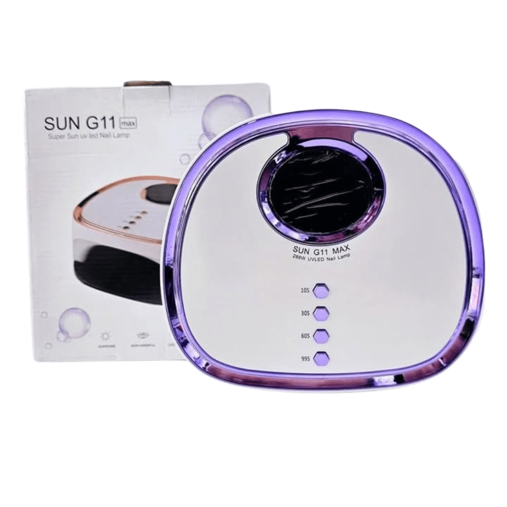 Lampe à Ongles SUN G11 MAX Super Sun UV LED 288W Lampe à ongles SUN G11 MAX 288W UV LED avec double longueur d’onde pour séchage rapide des gels et vernis semi-permanents.