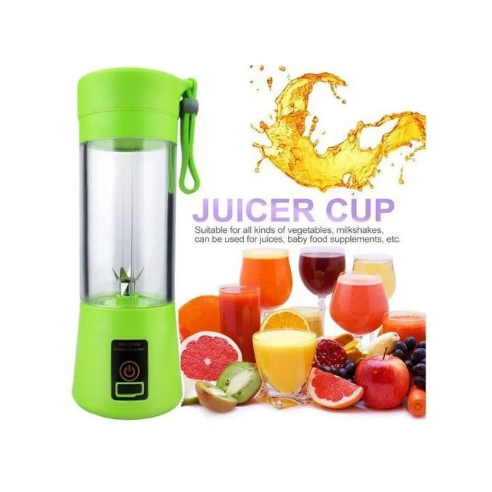Mini blender portable Juicer Cup vert, mixeur rechargeable USB pour smoothies, jus et milkshakes, format compact idéal pour les déplacements.
