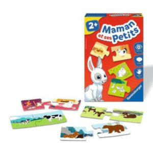 Jeu éducatif Ravensburger Maman et ses Petits pour enfants dès 2 ans, puzzle d’association entre animaux et leurs petits.