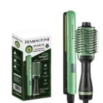 Fer à lisser et brosse chauffante Remington Shine Therapy 2 en 1, avec revêtement céramique enrichi à l’huile d’avocat et de macadamia, pour des cheveux brillants et lisses.