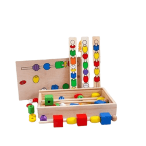 Jouet éducatif en bois pour enfants, perles à enfiler 'Sugar Gourd Beading' Huixan Xin'er, pour 3 ans et plus.