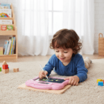 Enfant de 5 ans dessinant et apprenant l'alphabet avec le Tableau de dessin intelligent BEI TIAN.