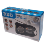 Radio portable RDD RD-322BT avec antenne télescopique, Bluetooth, lecteur MP3, lampe torche et batterie rechargeable.