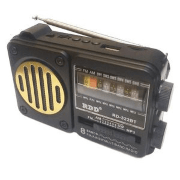 radio portable bluetooth RDD RD-322BT avec lampe torche intégrée et ports USB/SD, parfaite pour le camping et les urgences, disponible à l'achat au Maroc.