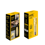 Emballage de la tondeuse de finition professionnelle HTC AT-566 de couleur or, montrant la tondeuse et ses principales caractéristiques.