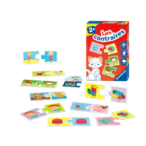 Enfant jouant au jeu contraire Ravensburger avec puzzles éducatifs