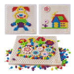 Jeu pixel art enfant avec planche perforée et chevilles colorées pour créer dessins et motifs dès 3 ans