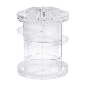 Organisateur cosmetiques rotatif 360 en acrylique transparent effet diamant pour rangement maquillage au Maroc