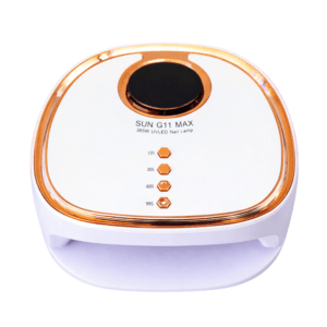lampe sèche ongles Écran digital et minuteries de la lampe UV LED SUN G11 MAX, affichant les options de séchage pour gels et vernis.