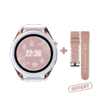 Montre connectée Oryx Diva au poignet d'une femme pour un suivi d'activité sportive.