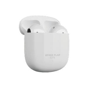 écouteur Bluetooth sans fil Bfree Flap Lite blancs en action pour écouter de la musique