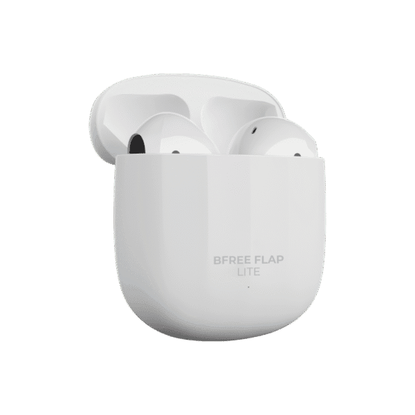 écouteur Bluetooth sans fil Bfree Flap Lite blancs en action pour écouter de la musique