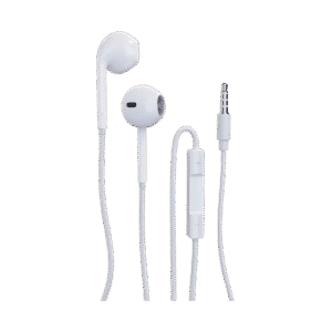 Écouteur filaire jack 3.5mm ORYX SEF-035j blancs pour smartphone, vue détaillée du câble TPE.