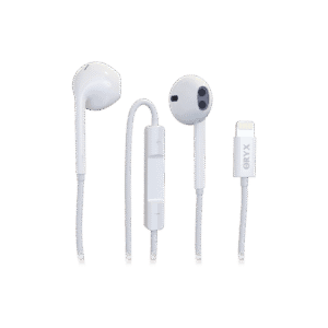 Écouteurs filaires Lightning ORYX SEF-021i blancs pour iPhone, idéaux pour écouter ta musique ou passer des appels au Maroc