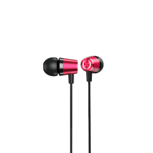 écouteurs intra-auriculaires filaires jack 3.5mm couleur rouge et noir pour smartphone