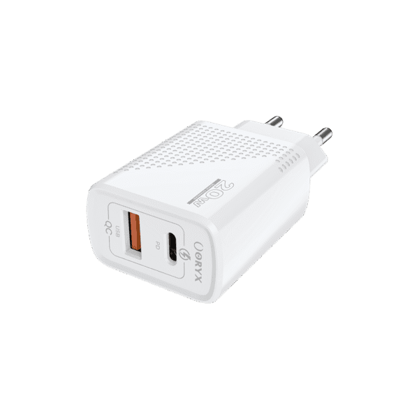 Chargeur Rapide 20W ORYX NPC-240 avec ports Type-C et USB pour recharger smartphones et tablettes