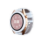 Écran IPS lumineux de la smartwatch Oryx Diva affichant les données de fréquence cardiaque.